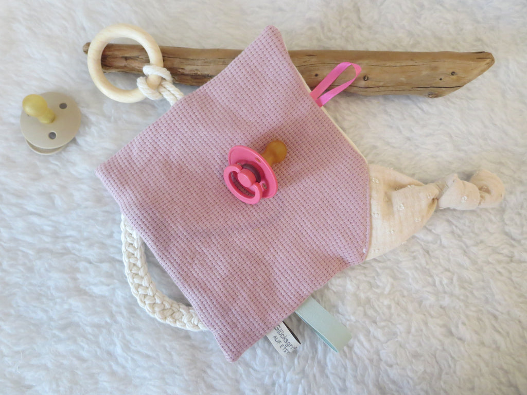 Knistertuch Blumen beige - Waffeljersey rosa