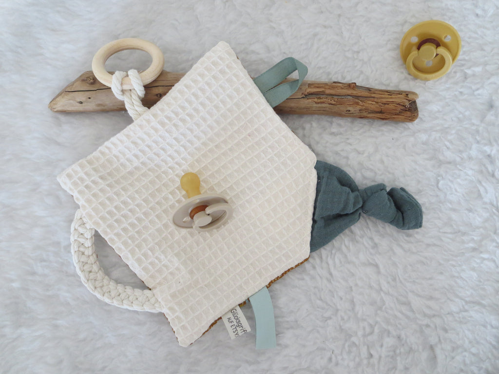 Knistertuch Ranken - Waffelstoff beige