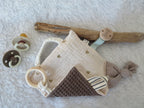 Knistertuch Herzen beige - Waffelstoff braun