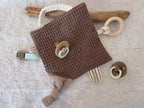 Knistertuch Herzen beige - Waffelstoff braun