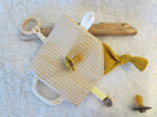 Knistertuch Afrika Tiere - Waffelstoff natur, Musselin gelb
