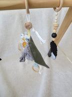Knistertuch Afrika Tiere - Waffeljersey smaragd, Musselin grau