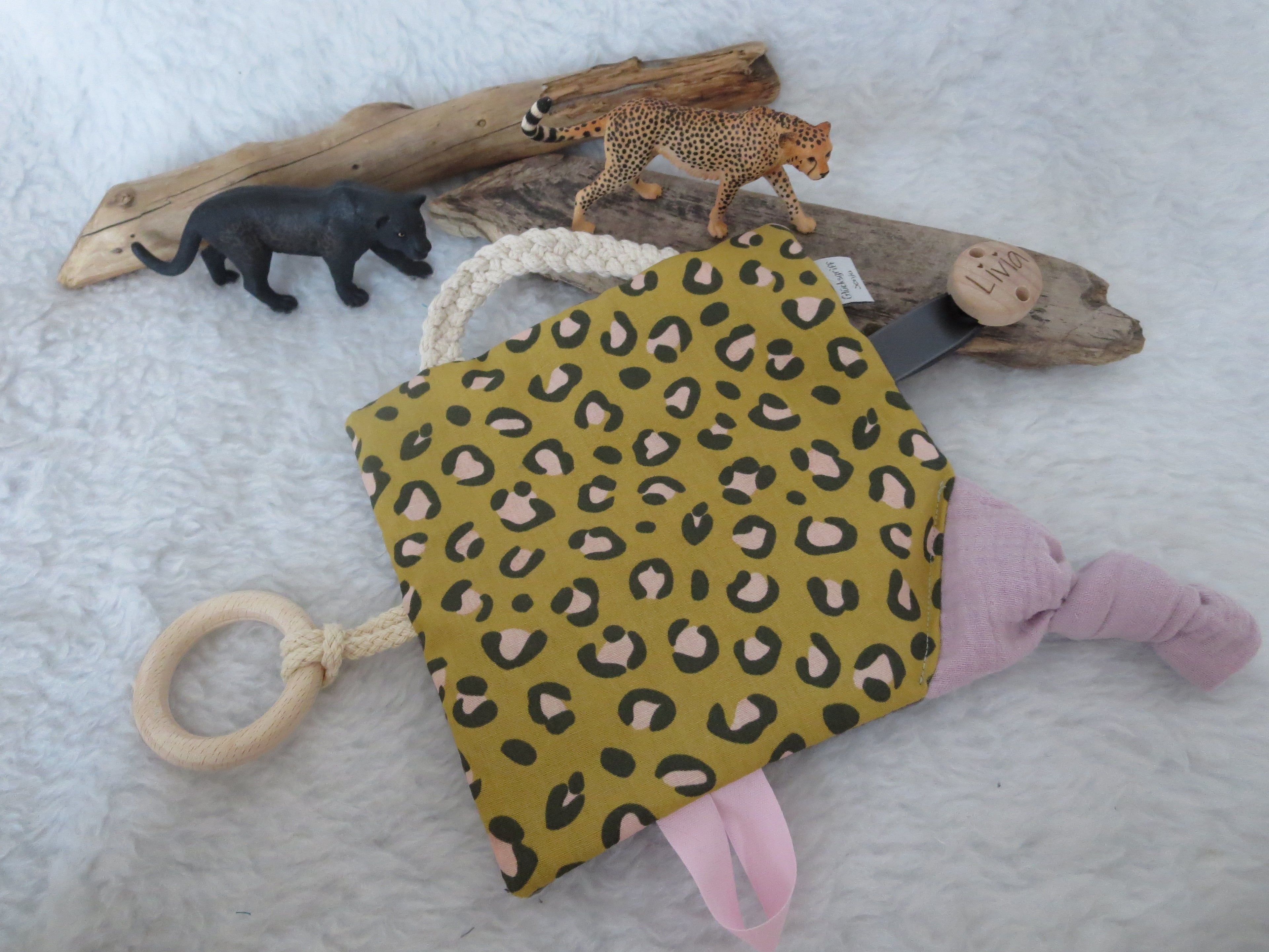 Knistertuch Animal Skin - Waffelstoff anthrazit