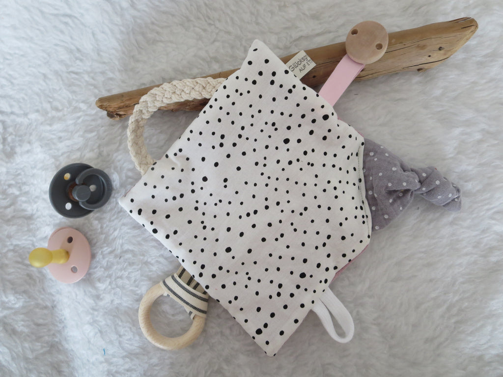 Knistertuch Tupfen - Waffeljersey rosa