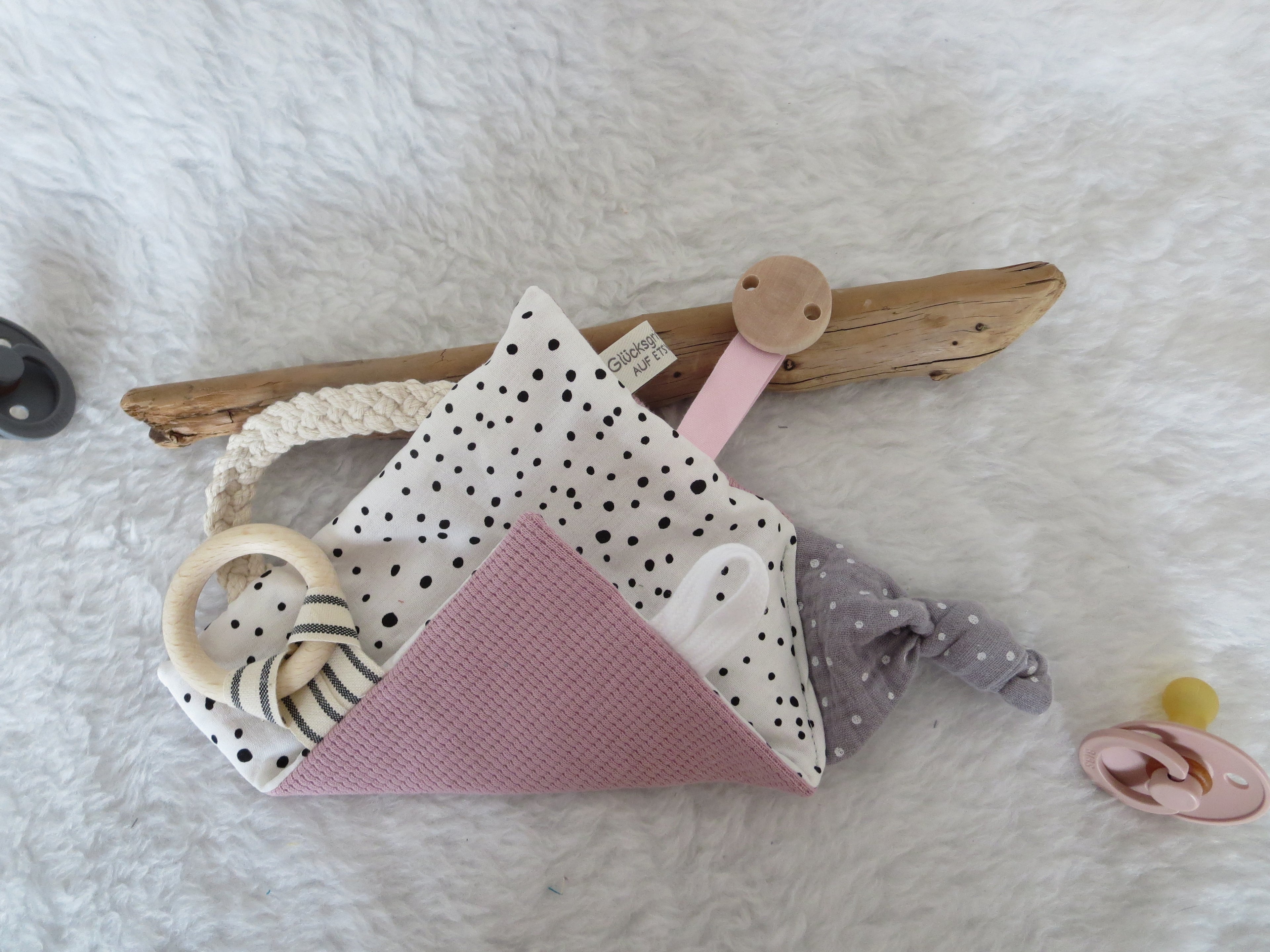 Knistertuch Tupfen - Waffeljersey rosa