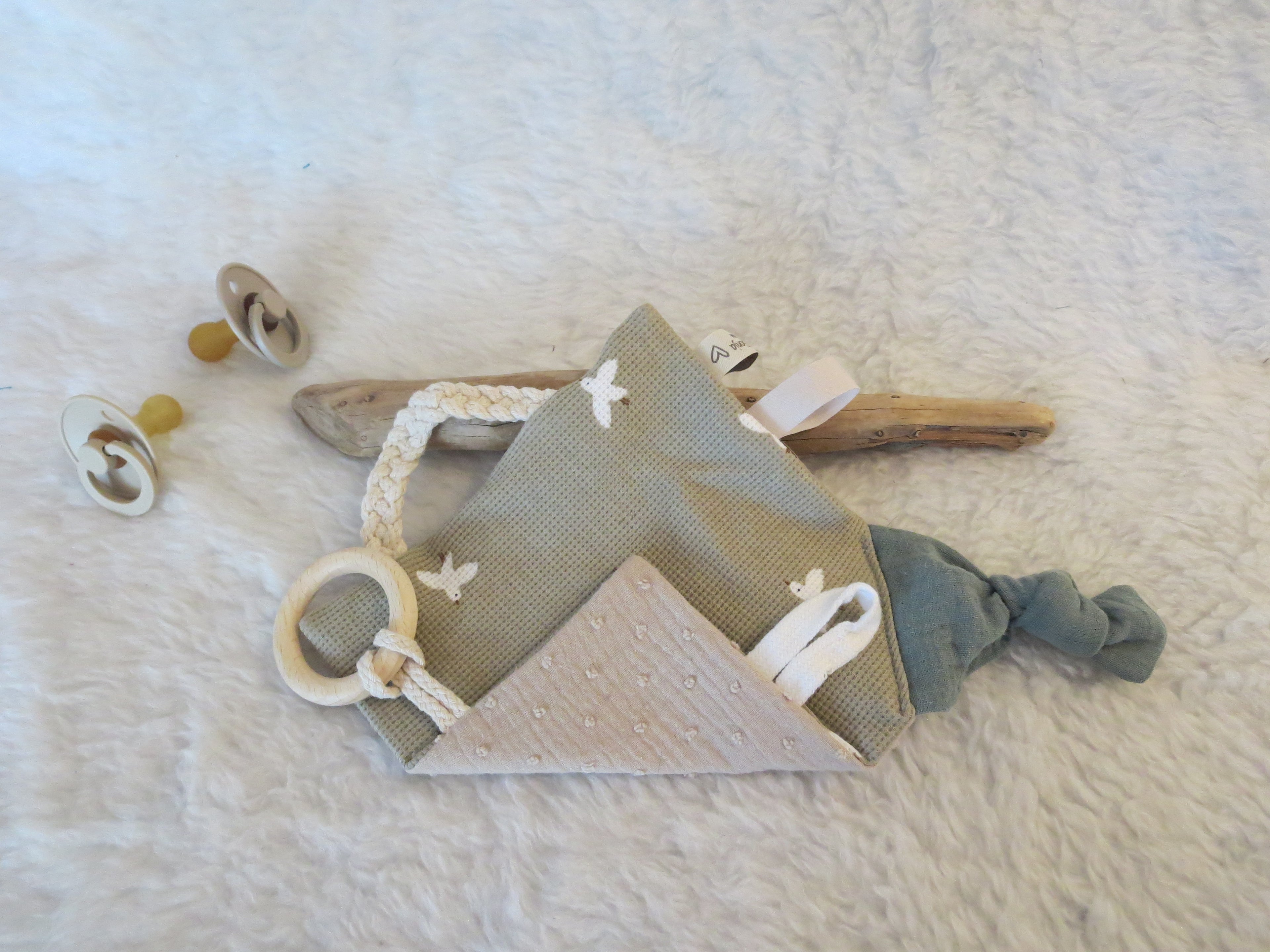 Knistertuch Vögel natur - Musselin beige