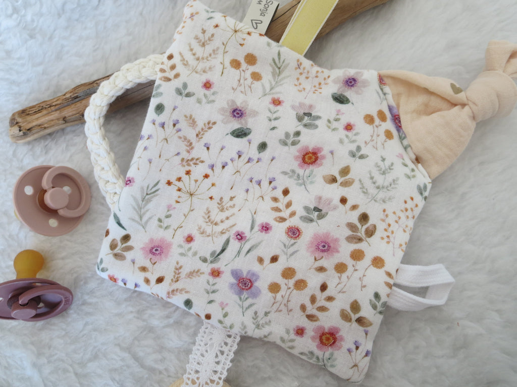 Knistertuch Wiese - Waffeljersey rosa