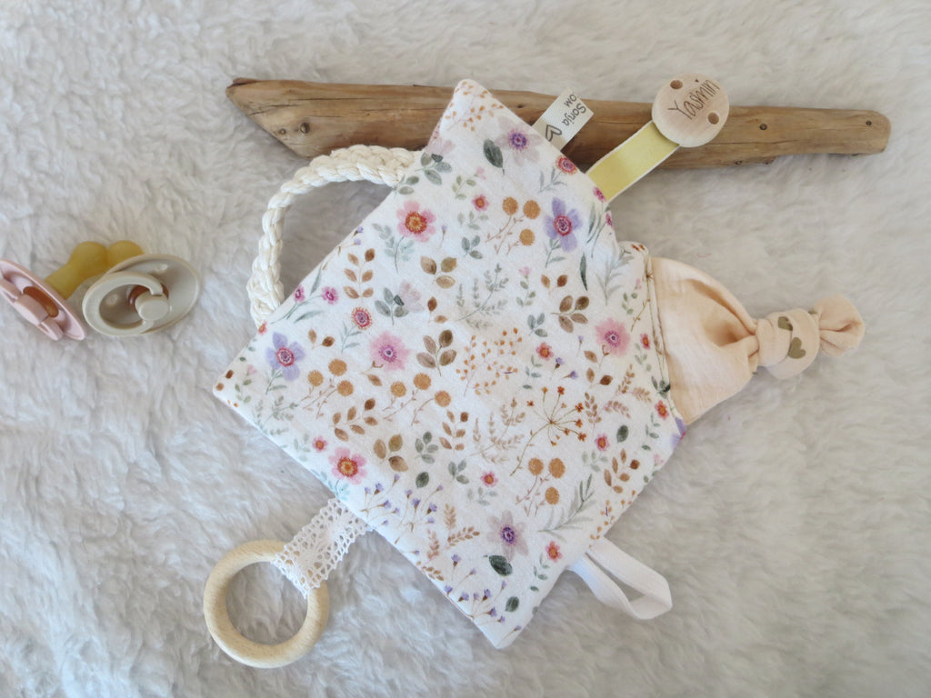 Knistertuch Wiese - Waffeljersey rosa
