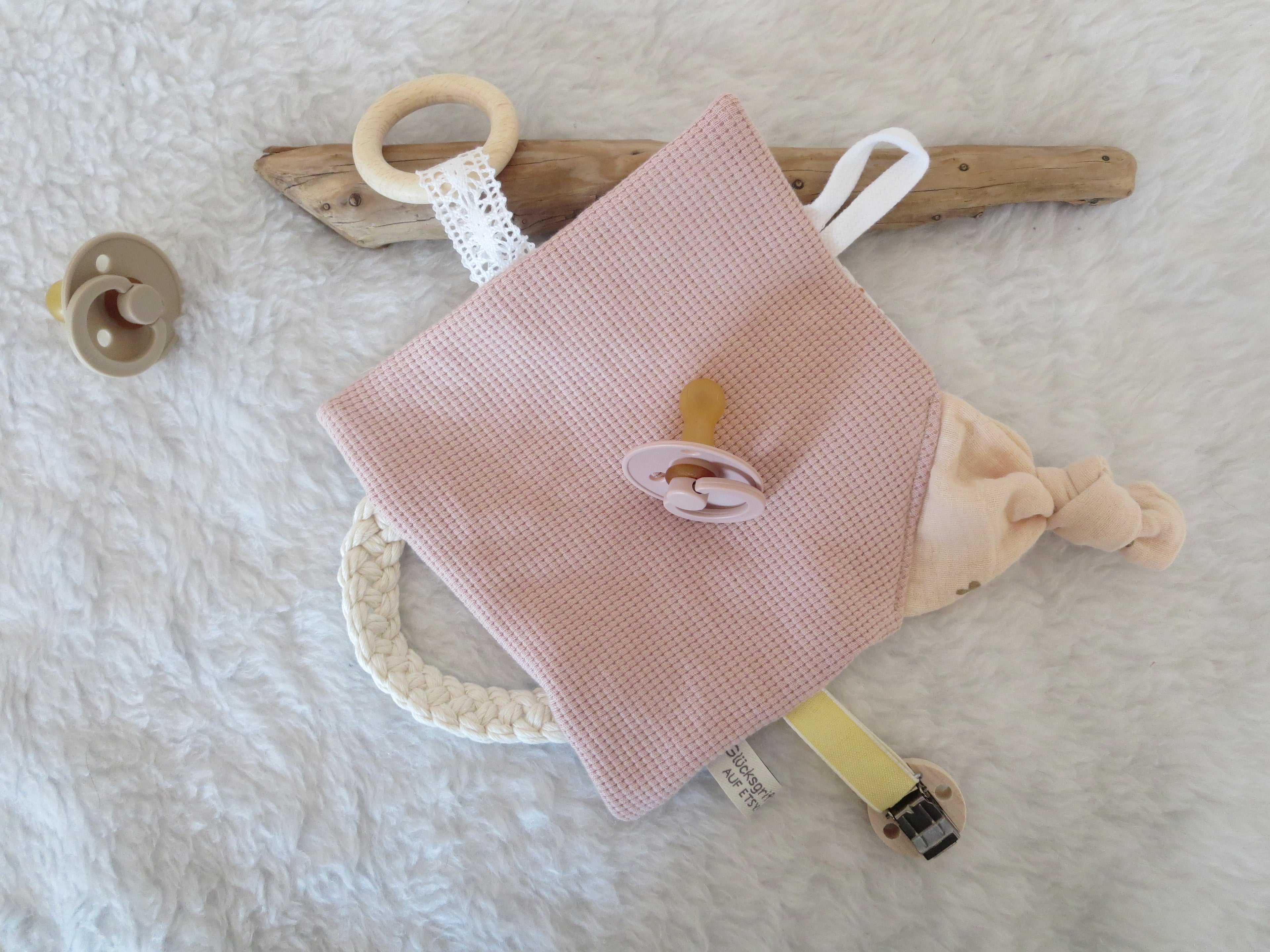 Knistertuch Wiese - Waffeljersey rosa