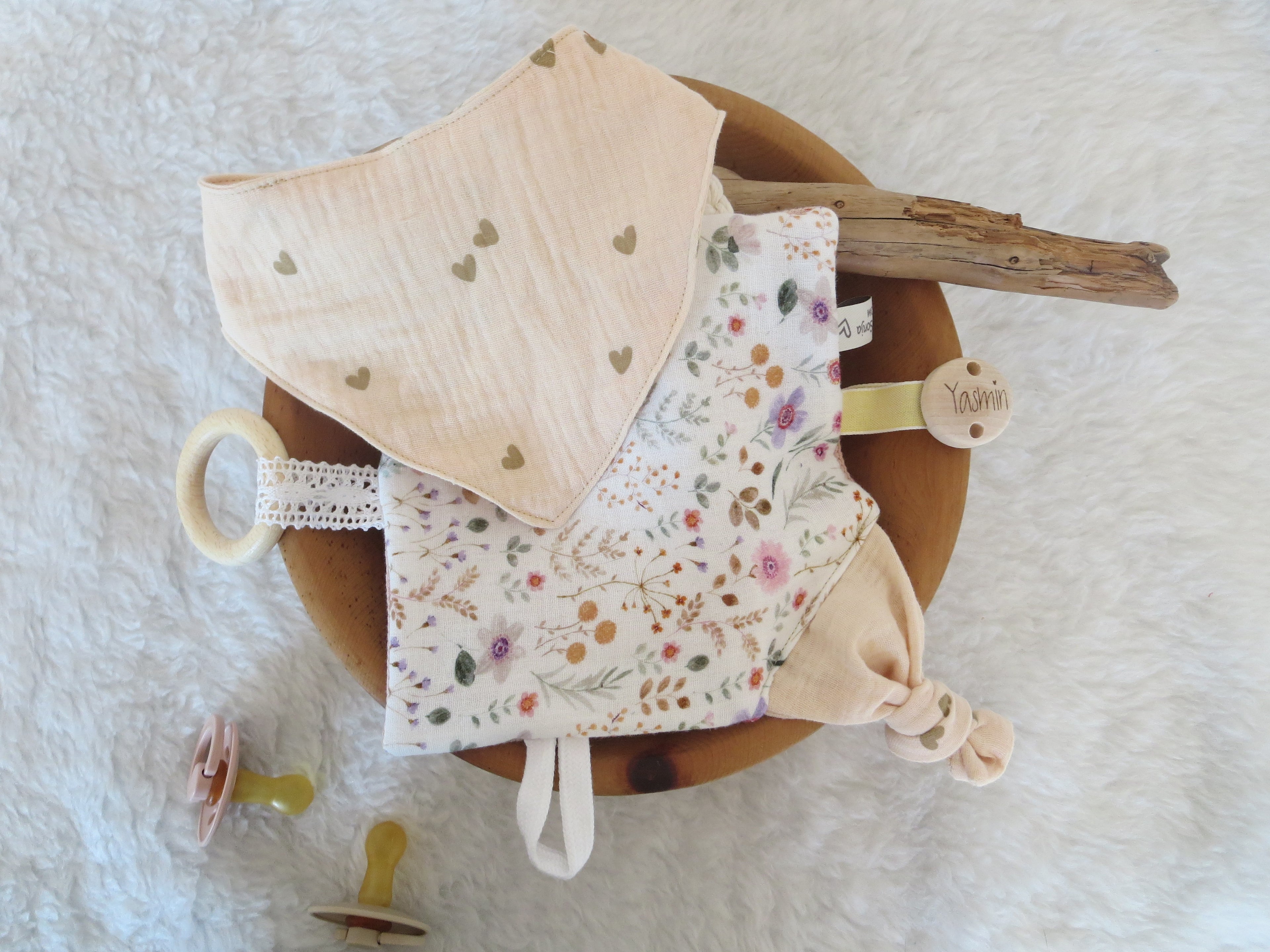 Knistertuch Wiese - Waffeljersey rosa