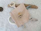 Knistertuch Waldtiere weiß - Waffelstoff beige