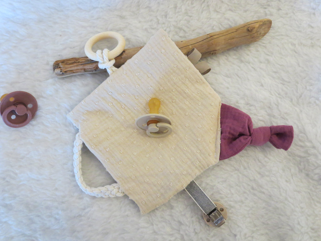 Knistertuch Waldtiere blau - Musselin Dobby beige