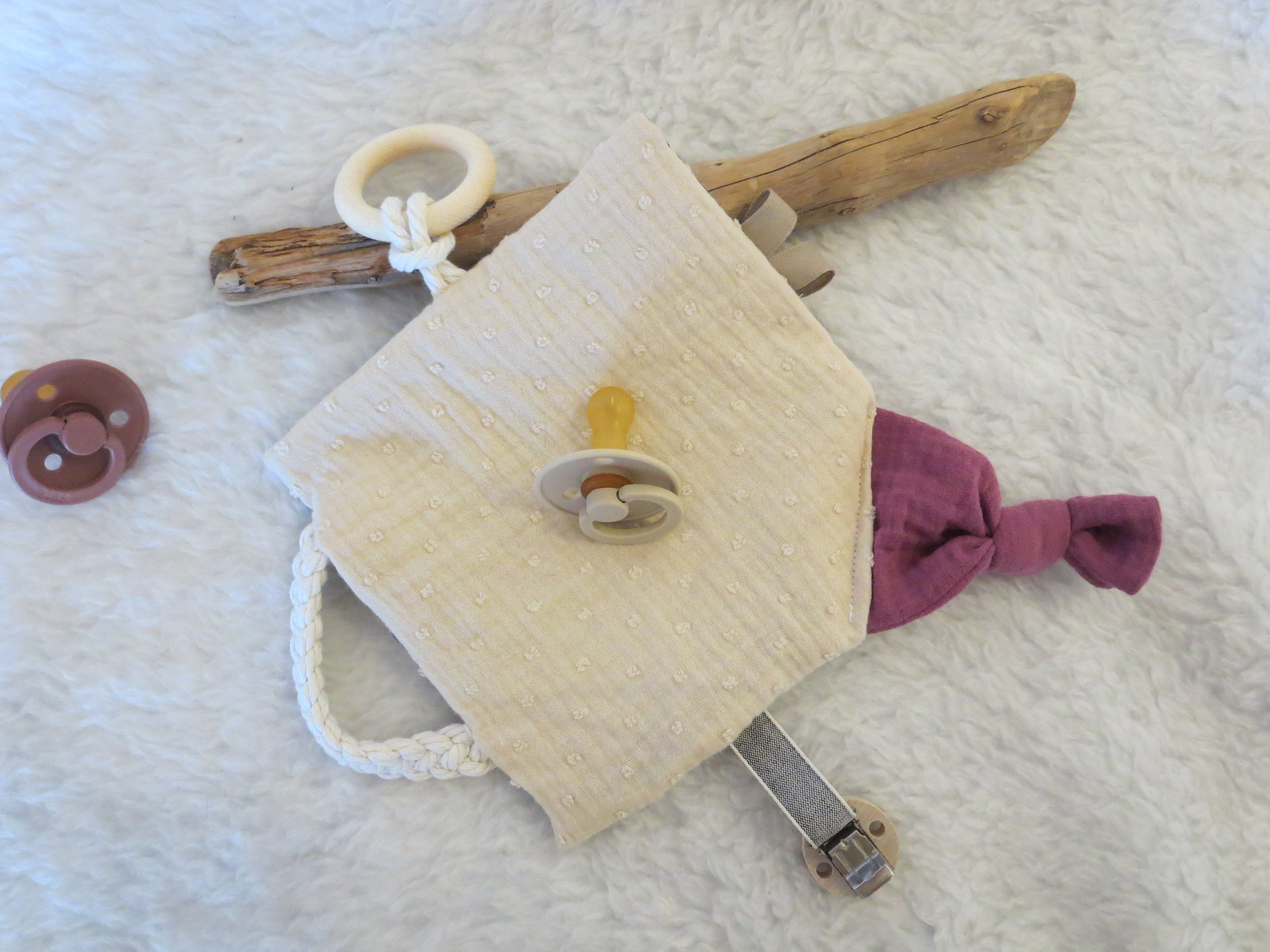 Knistertuch Waldtiere blau - Musselin Dobby beige