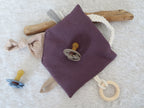 Knistertuch Waldtiere blau - Waffeljersey aubergine