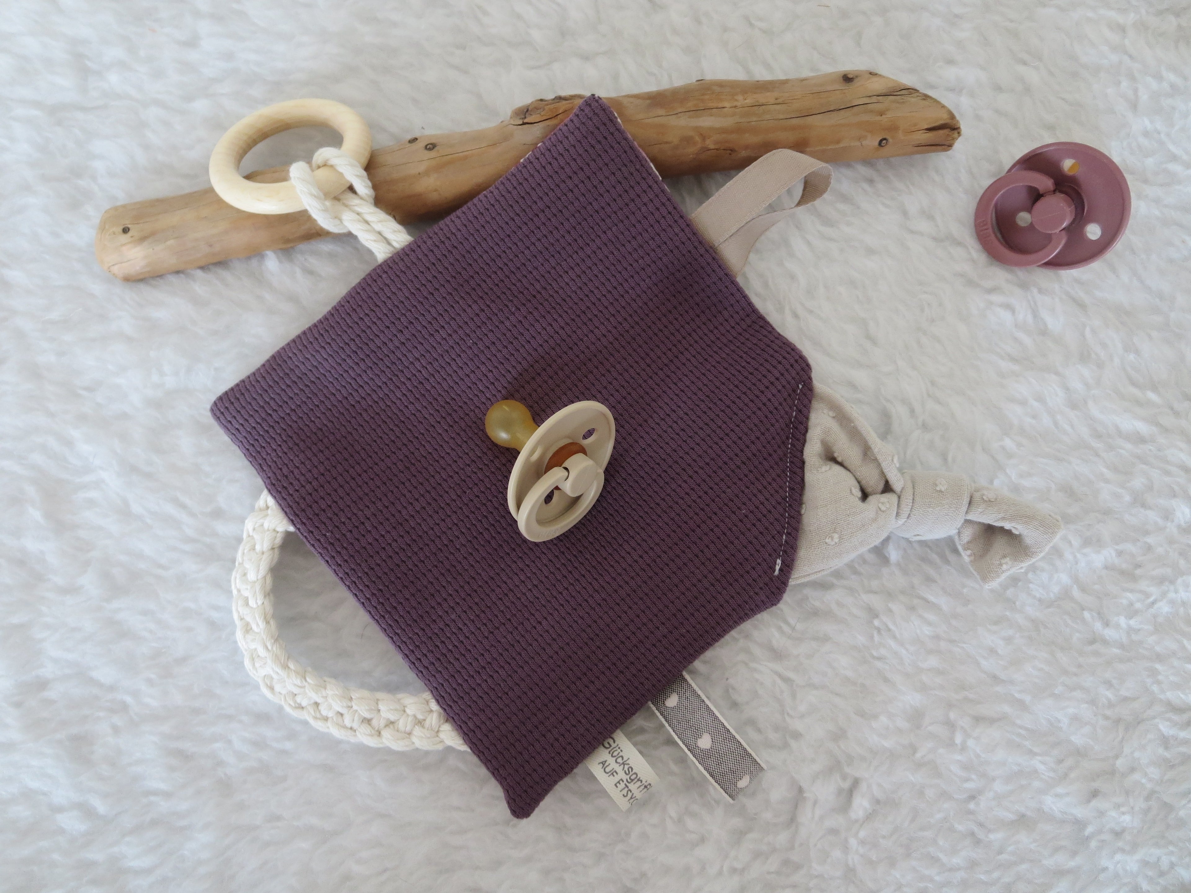 Knistertuch Mille Fleure - Waffeljersey aubergine lila