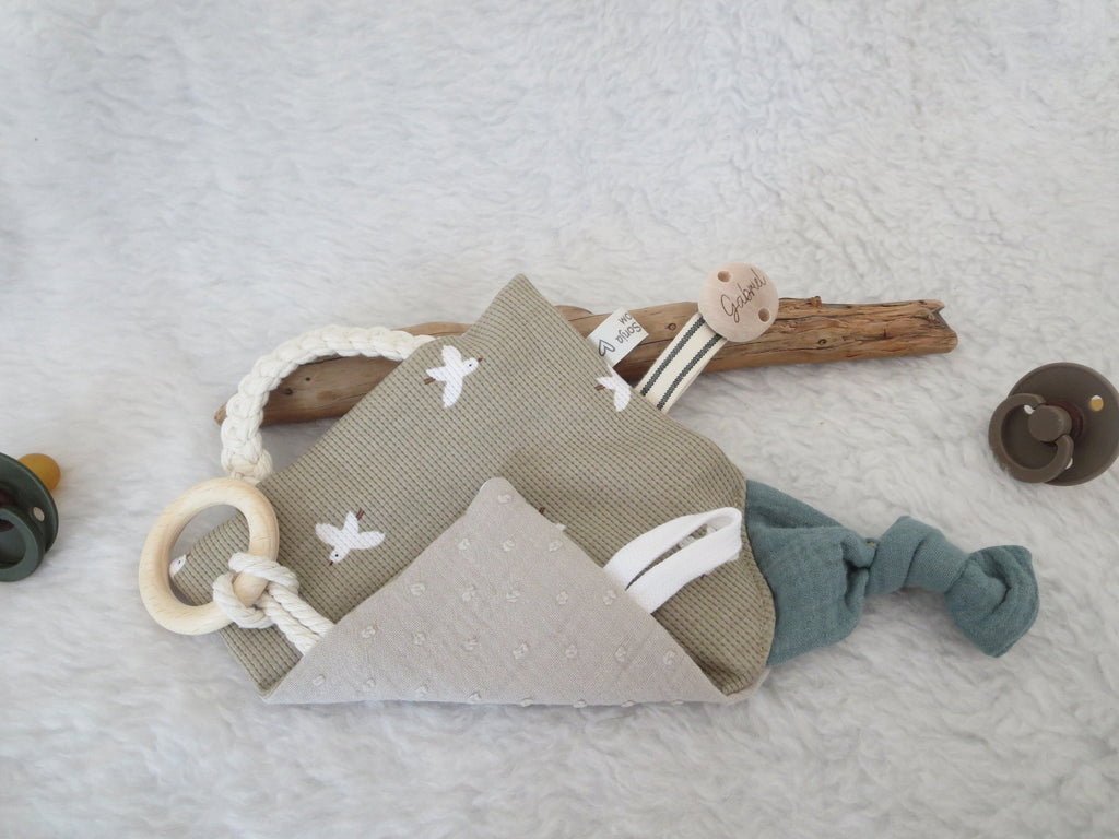 Knistertuch Vögel beige - Musselin greige